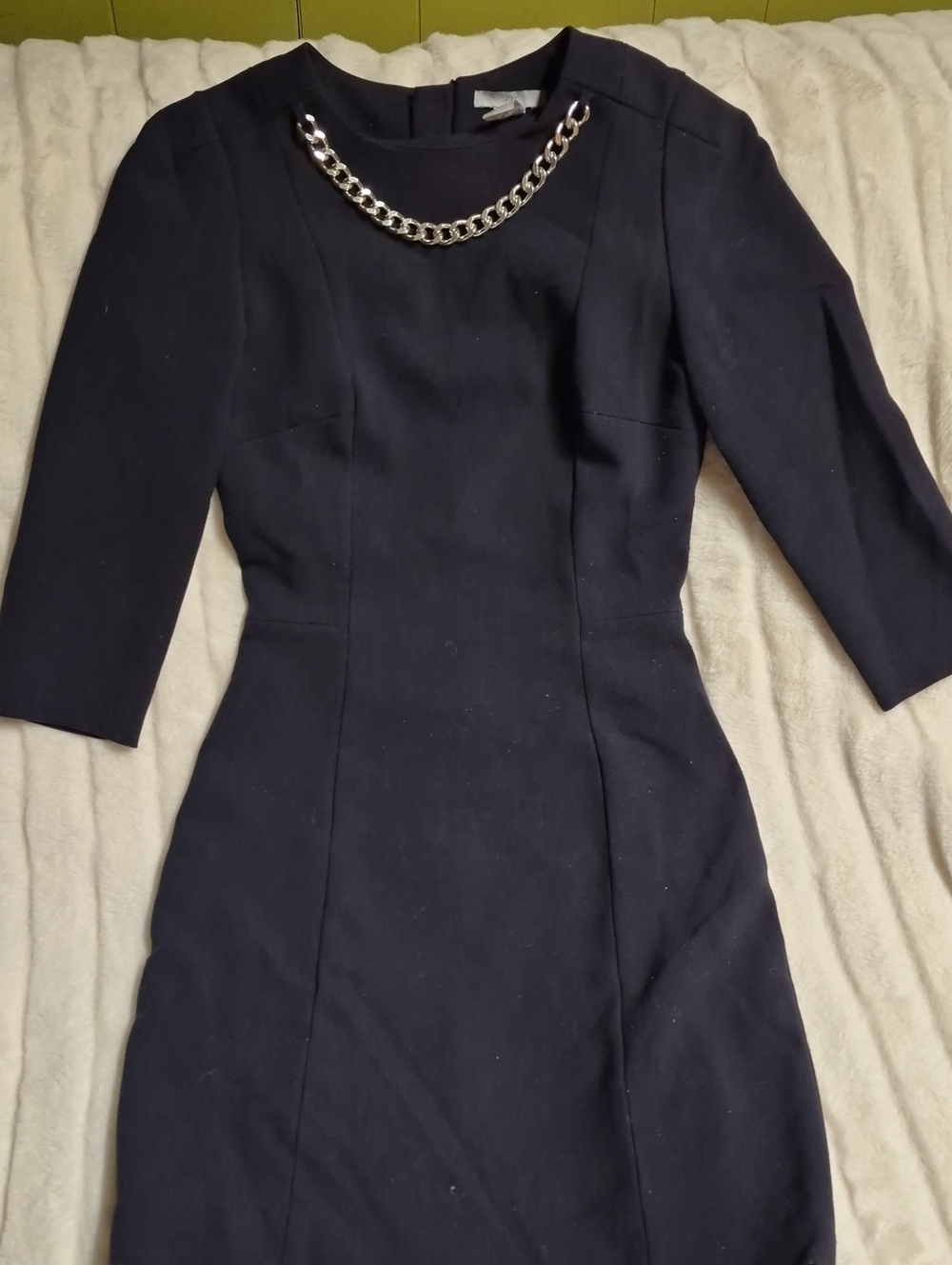 H&M Black Midi Sheath Dress with Silver Chain Detail